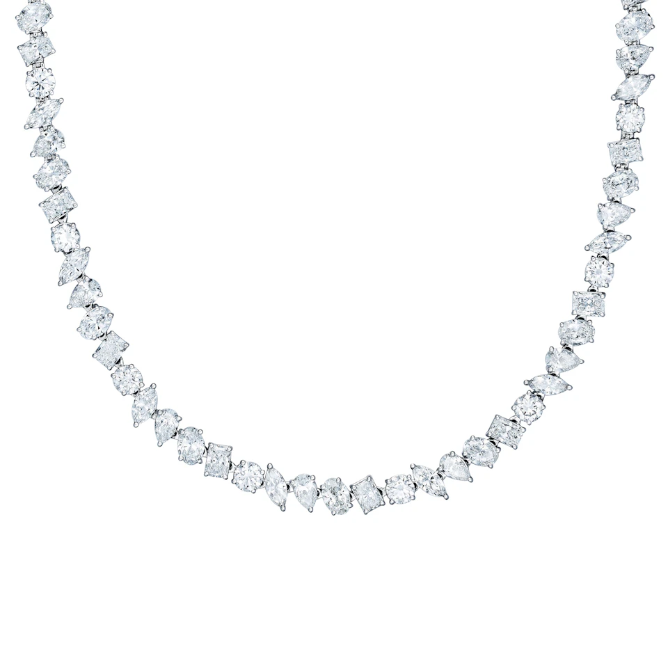 LUXE 27.00ct Lab Diamond Necklace with IGI Certified Mixed-Cut Diamonds in 18K White Gold