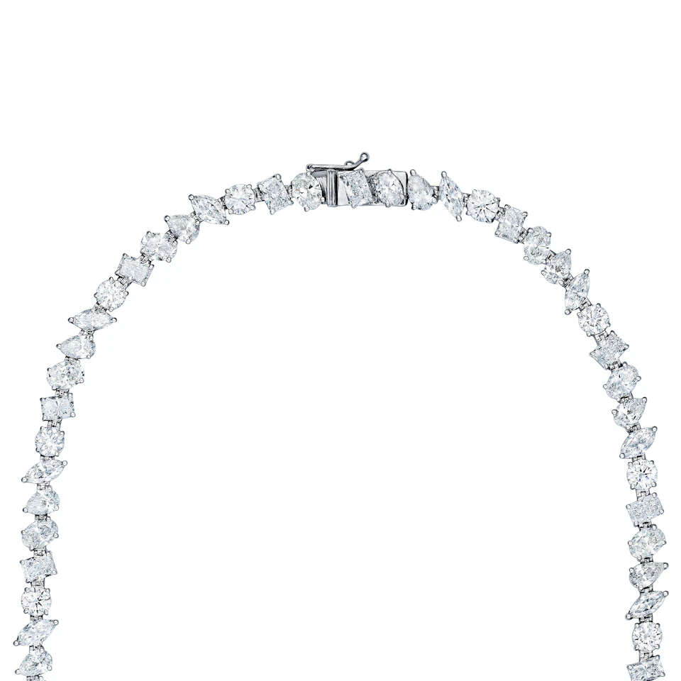 LUXE 27.00ct Lab Diamond Necklace with IGI Certified Mixed-Cut Diamonds in 18K White Gold