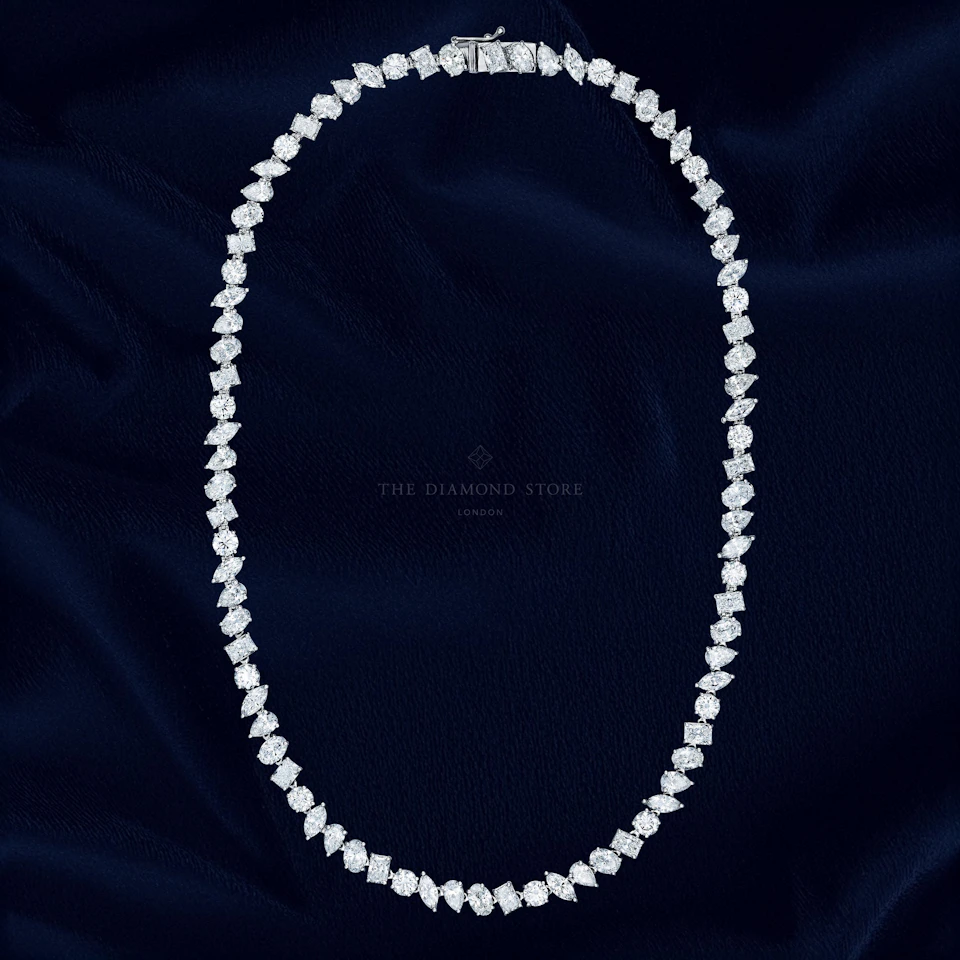 LUXE 27.00ct Lab Diamond Necklace with IGI Certified Mixed-Cut Diamonds in 18K White Gold