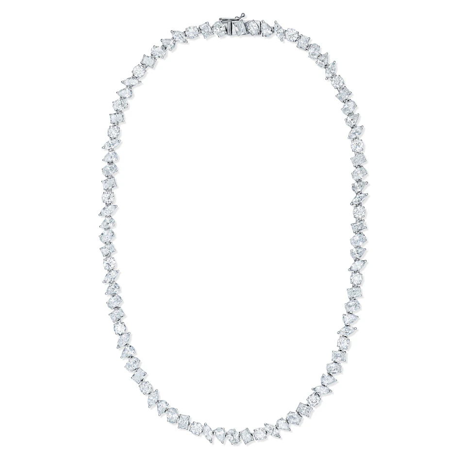 LUXE 27.00ct Lab Diamond Necklace with IGI Certified Mixed-Cut Diamonds in 18K White Gold