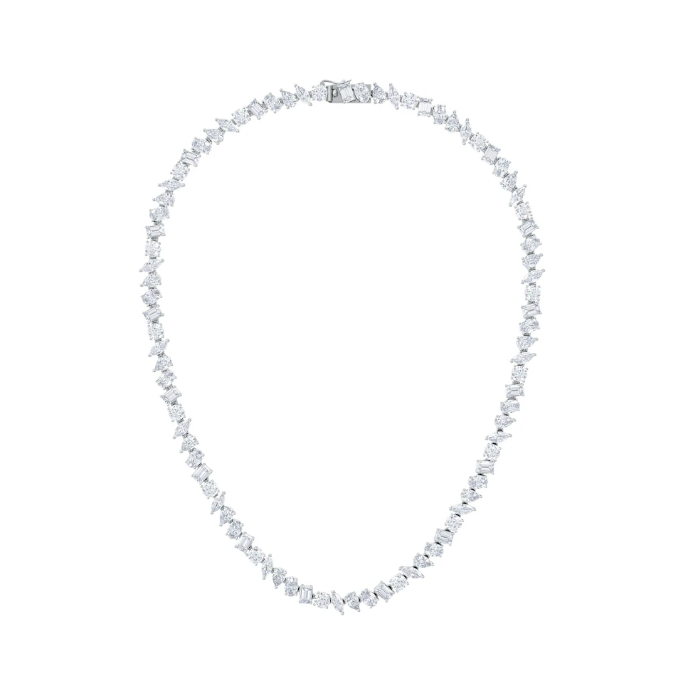 LUXE 27.00ct Lab Diamond Necklace with IGI Certified Mixed-Cut Diamonds in 18K White Gold