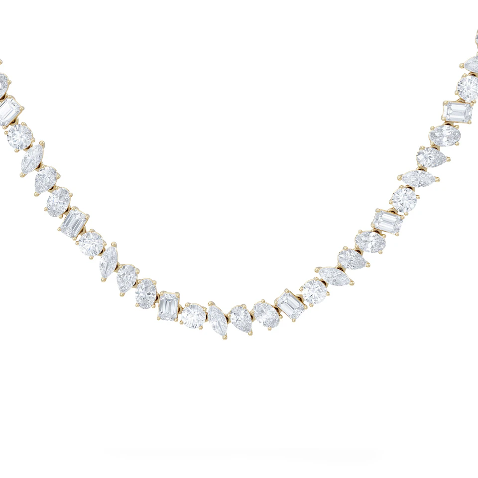 LUXE 27.00ct Lab Diamond Necklace with IGI Certified Mixed-Cut Diamonds in 18K Yellow Gold
