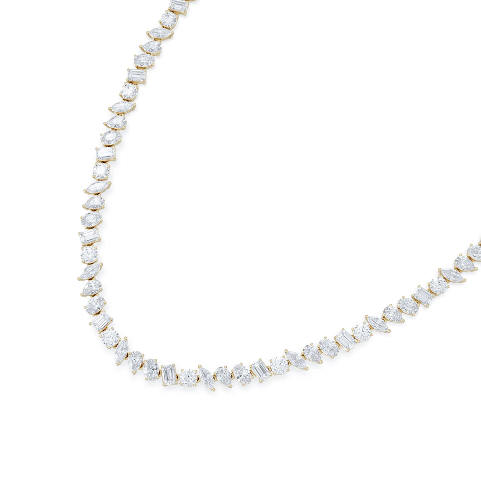 LUXE 27.00ct Lab Diamond Necklace with IGI Certified Mixed-Cut Diamonds in 18K Yellow Gold