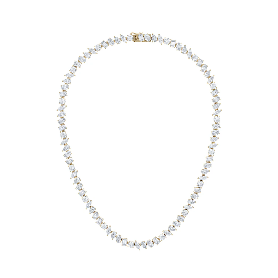LUXE 27.00ct Lab Diamond Necklace with IGI Certified Mixed-Cut Diamonds in 18K Yellow Gold
