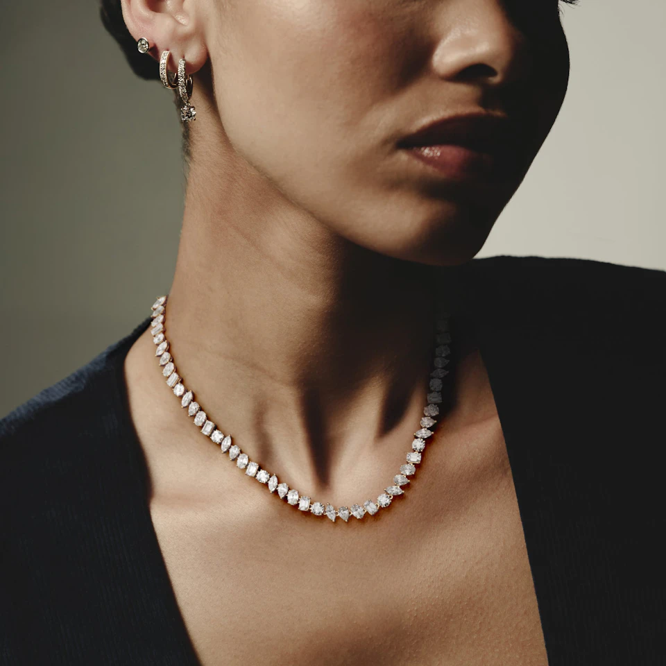LUXE 27.00ct Lab Diamond Necklace with IGI Certified Mixed-Cut Diamonds in 18K Yellow Gold