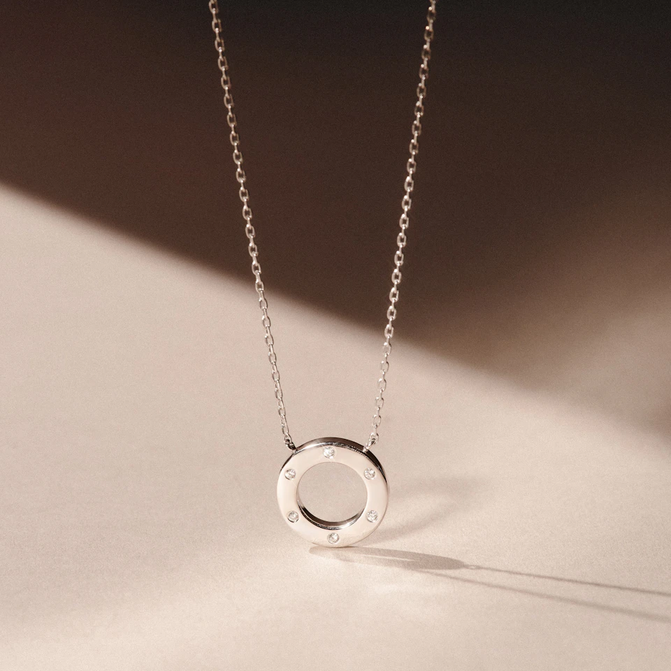 Élan 0.06ct Lab Diamond Circle Necklace in Sterling Silver