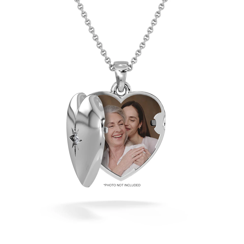 Keepsake 0.06ct Lab Diamond Heart Locket Pendant Necklace in Sterling Silver