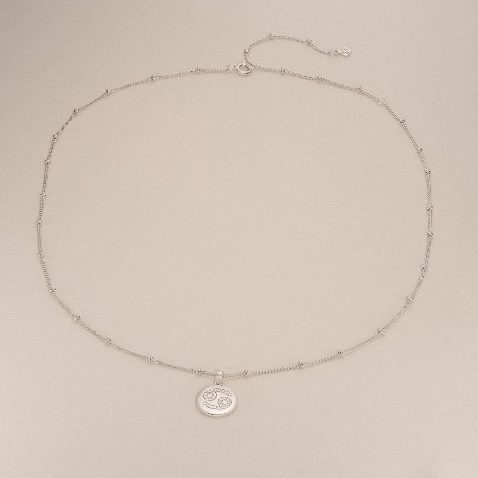 Astrology Cancer 0.07ct Lab Grown Diamond Medallion Pendant Necklace in Sterling Silver