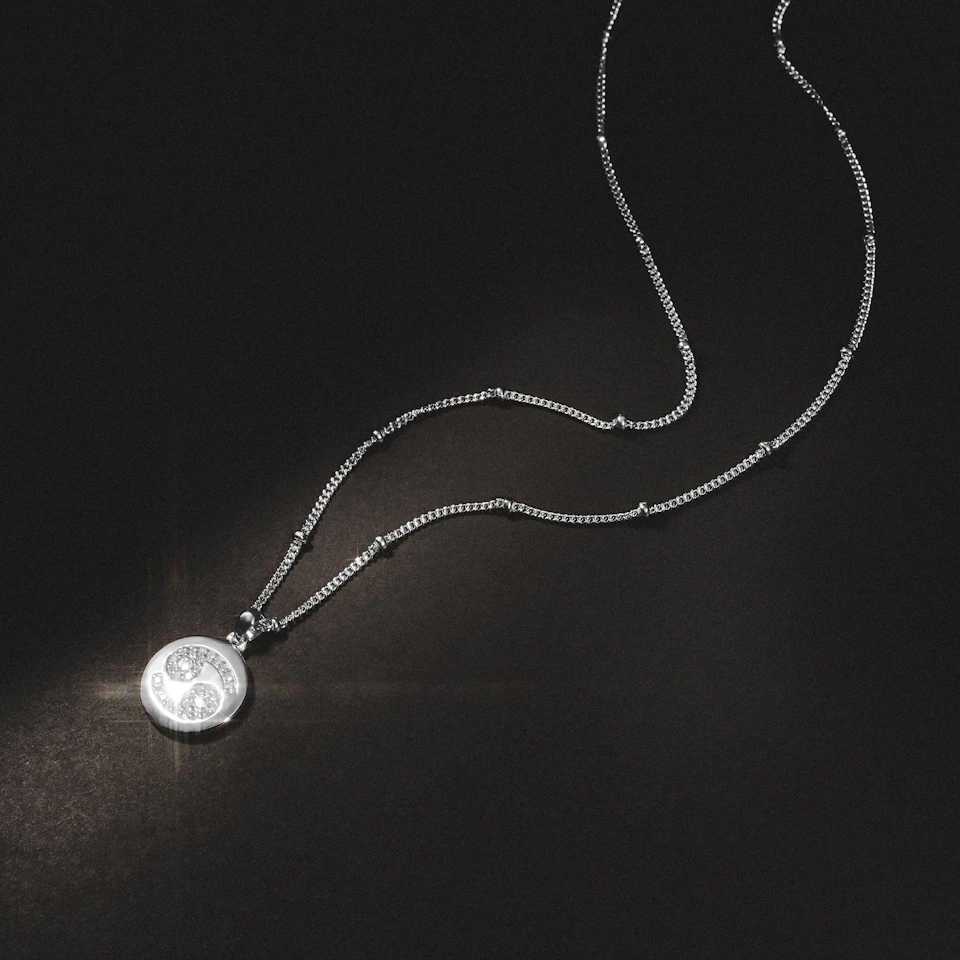 Astrology Cancer 0.07ct Lab Grown Diamond Medallion Pendant Necklace in Sterling Silver