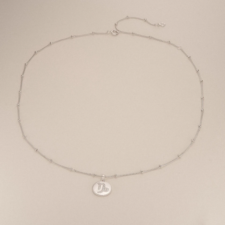 Astrology Capricorn 0.07ct Lab Grown Diamond Medallion Pendant Necklace in Sterling Silver