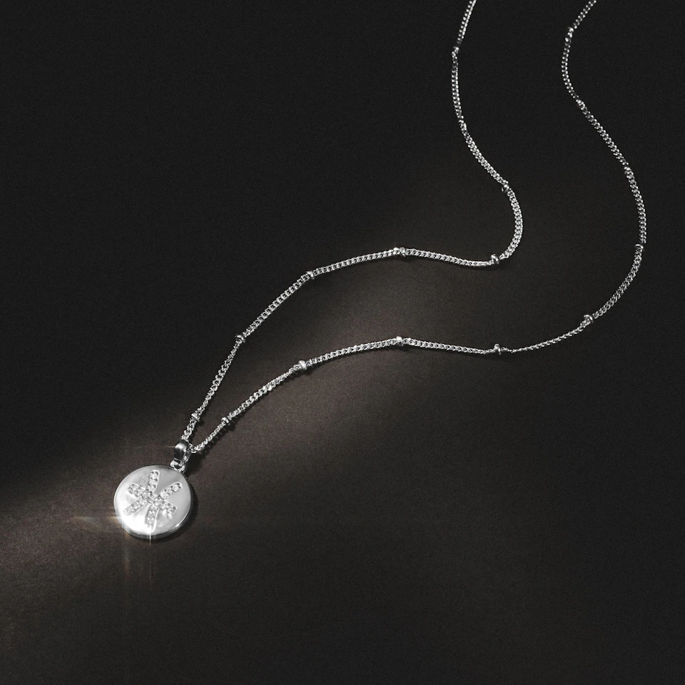Astrology Pisces 0.07ct Lab Grown Diamond Medallion Pendant Necklace in Sterling Silver