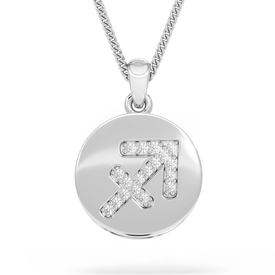 Astrology Sagittarius 0.07ct Lab Grown Diamond Medallion Pendant Necklace in Sterling Silver