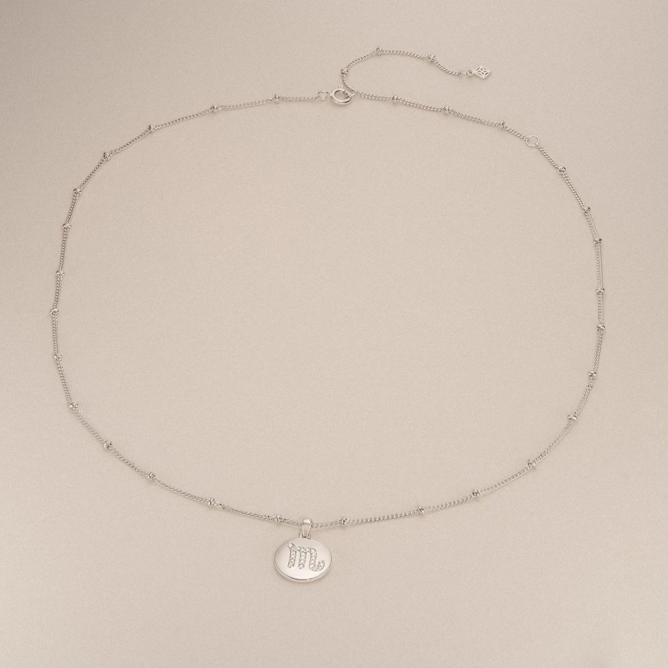 Astrology Scorpio 0.07ct Lab Grown Diamond Medallion Pendant Necklace in Sterling Silver