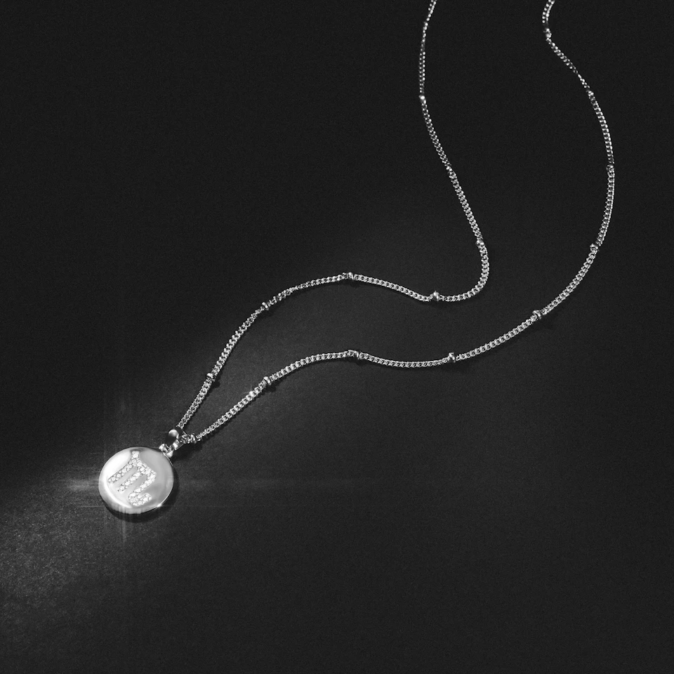 Astrology Scorpio 0.07ct Lab Grown Diamond Medallion Pendant Necklace in Sterling Silver