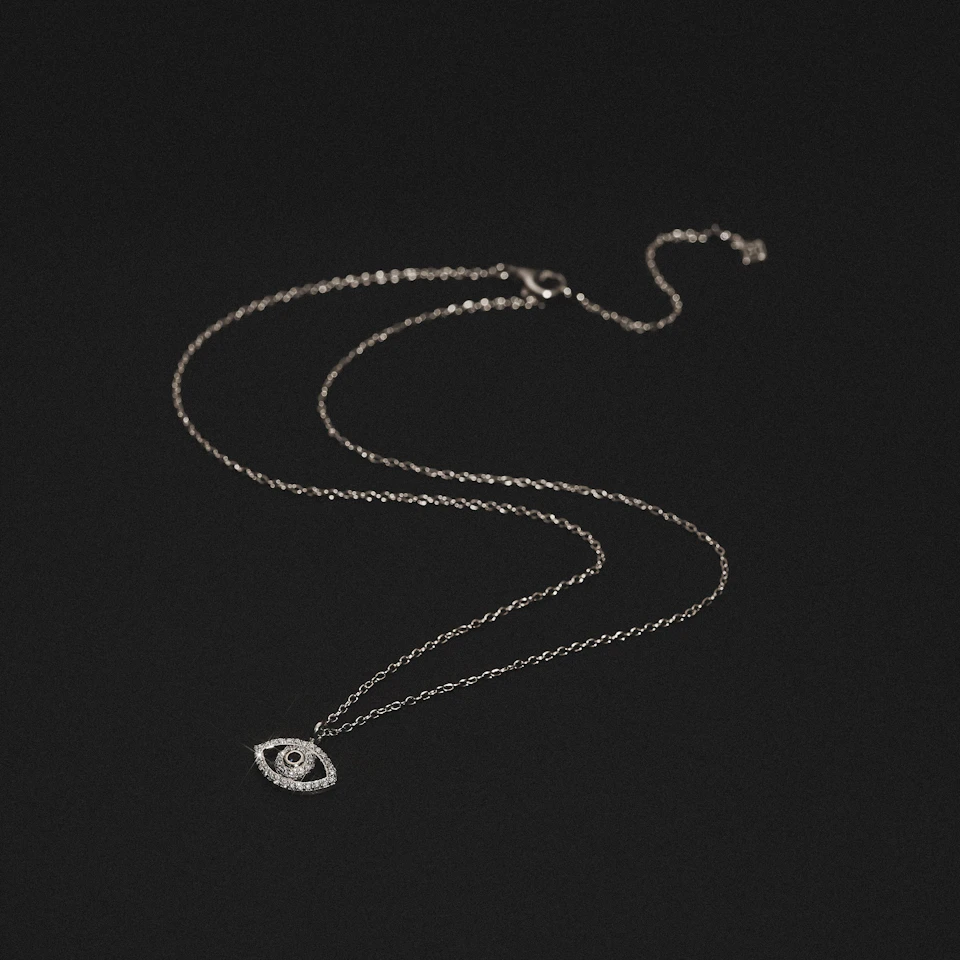 Evil Eye 0.21ct Sapphire and Lab Diamond Pendant Necklace in in Sterling Silver