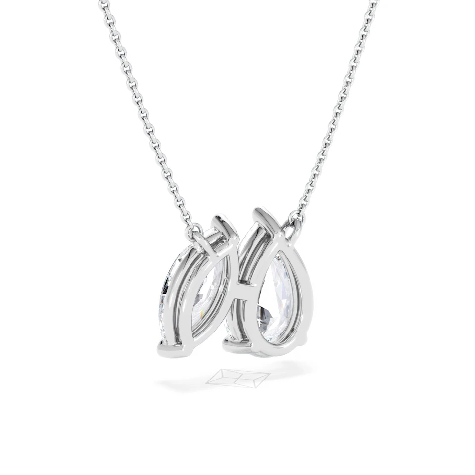 Toi Et Moi 3.00ct Pear and Marquise Cut Lab Diamond 2 Stone Necklace in 18k White Gold