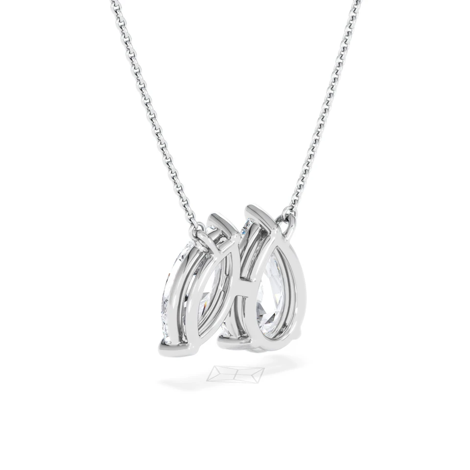 Toi Et Moi 3.00ct Pear and Marquise Cut Lab Diamond 2 Stone Necklace in 18k White Gold