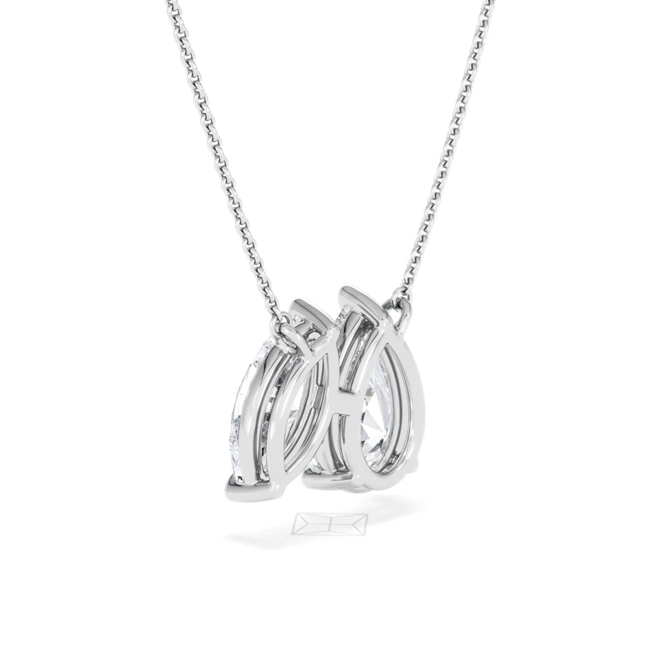 Toi Et Moi 3.00ct Pear and Marquise Cut Lab Diamond 2 Stone Necklace in 18k White Gold