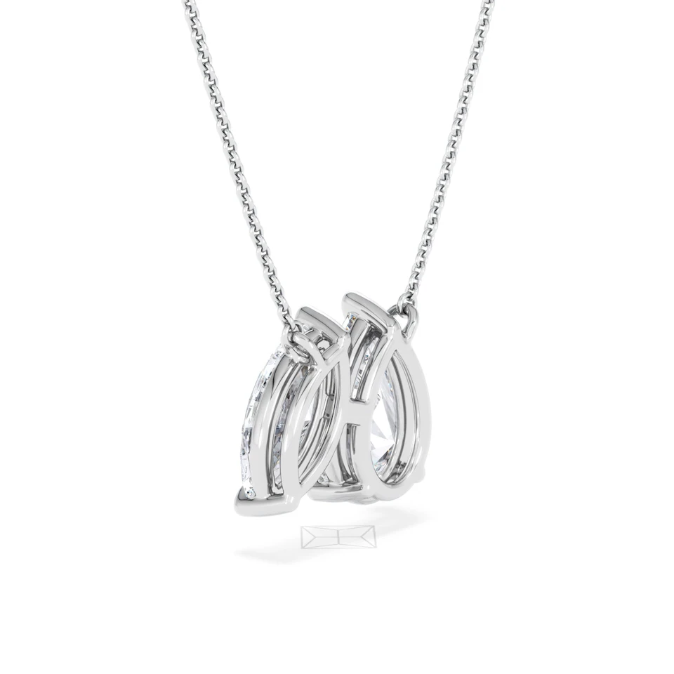Toi Et Moi 3.00ct Pear and Marquise Cut Lab Diamond 2 Stone Necklace in 18k White Gold