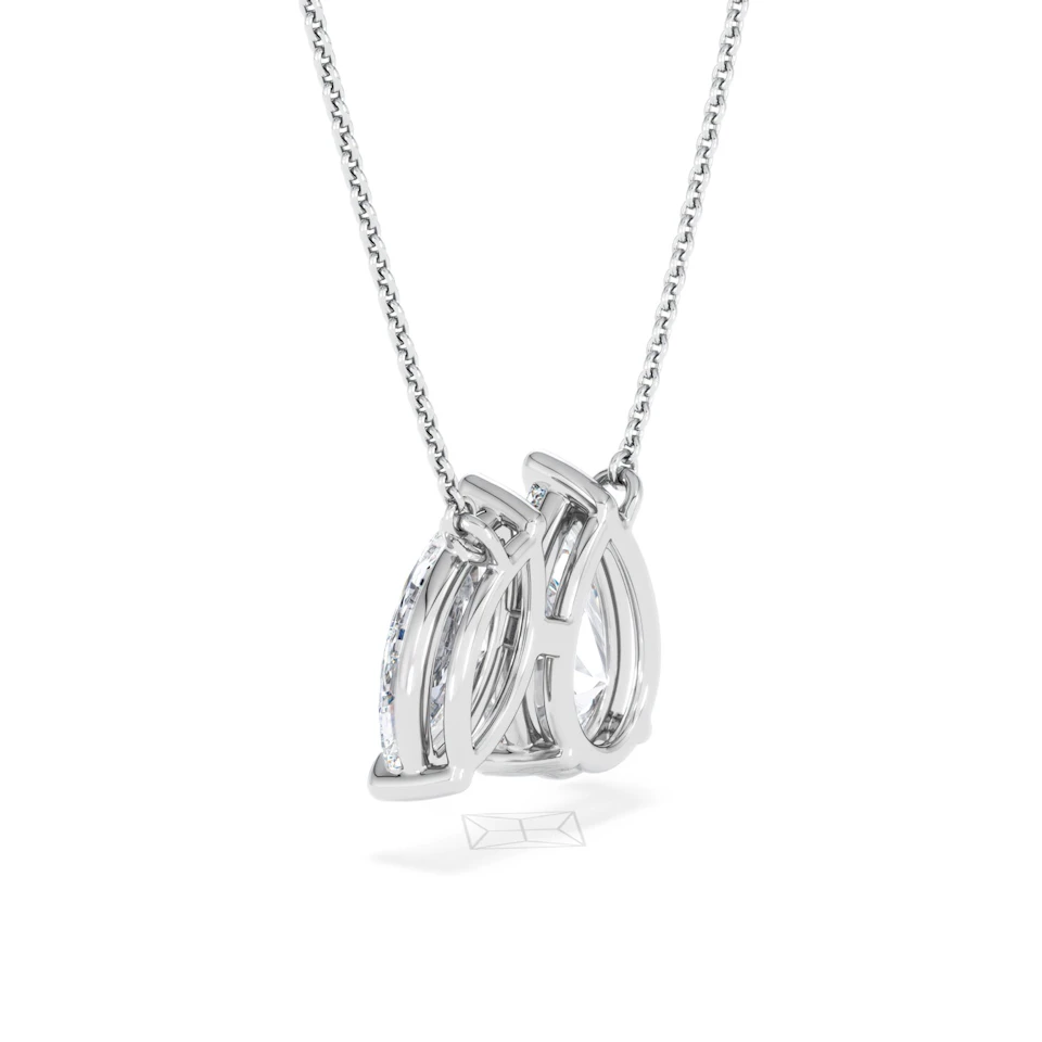 Toi Et Moi 3.00ct Pear and Marquise Cut Lab Diamond 2 Stone Necklace in 18k White Gold