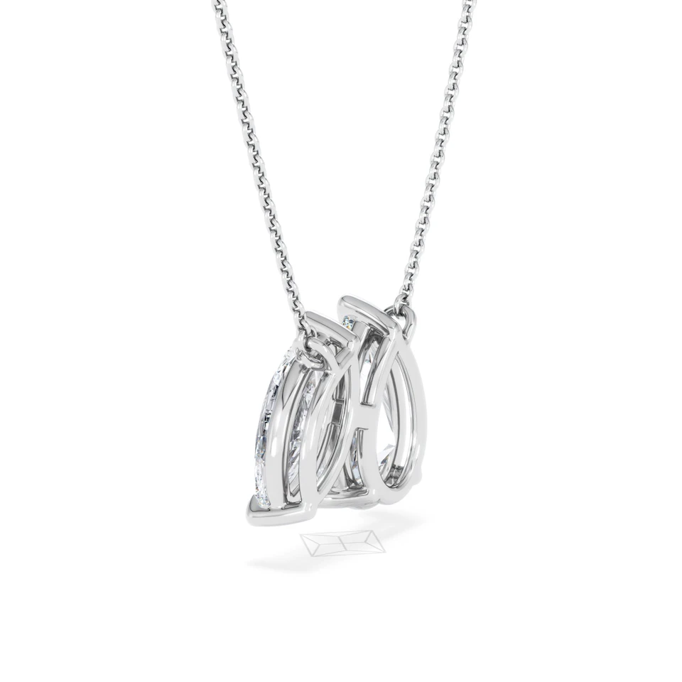 Toi Et Moi 3.00ct Pear and Marquise Cut Lab Diamond 2 Stone Necklace in 18k White Gold