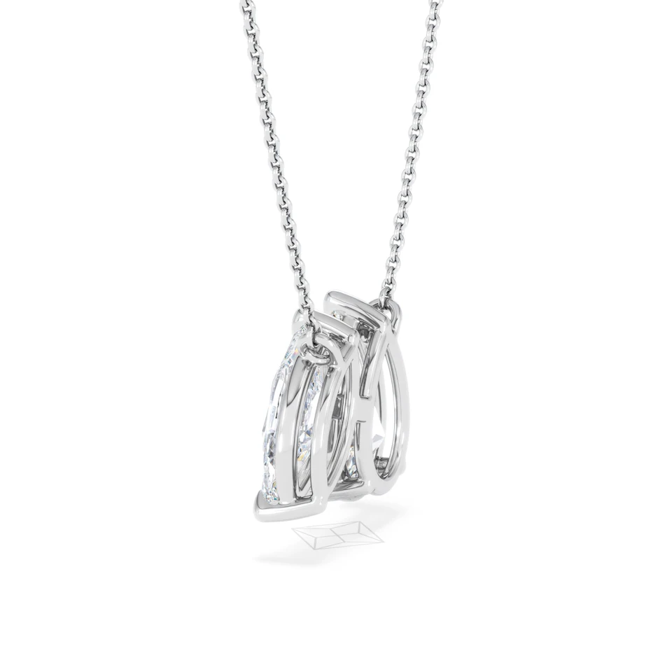 Toi Et Moi 3.00ct Pear and Marquise Cut Lab Diamond 2 Stone Necklace in 18k White Gold