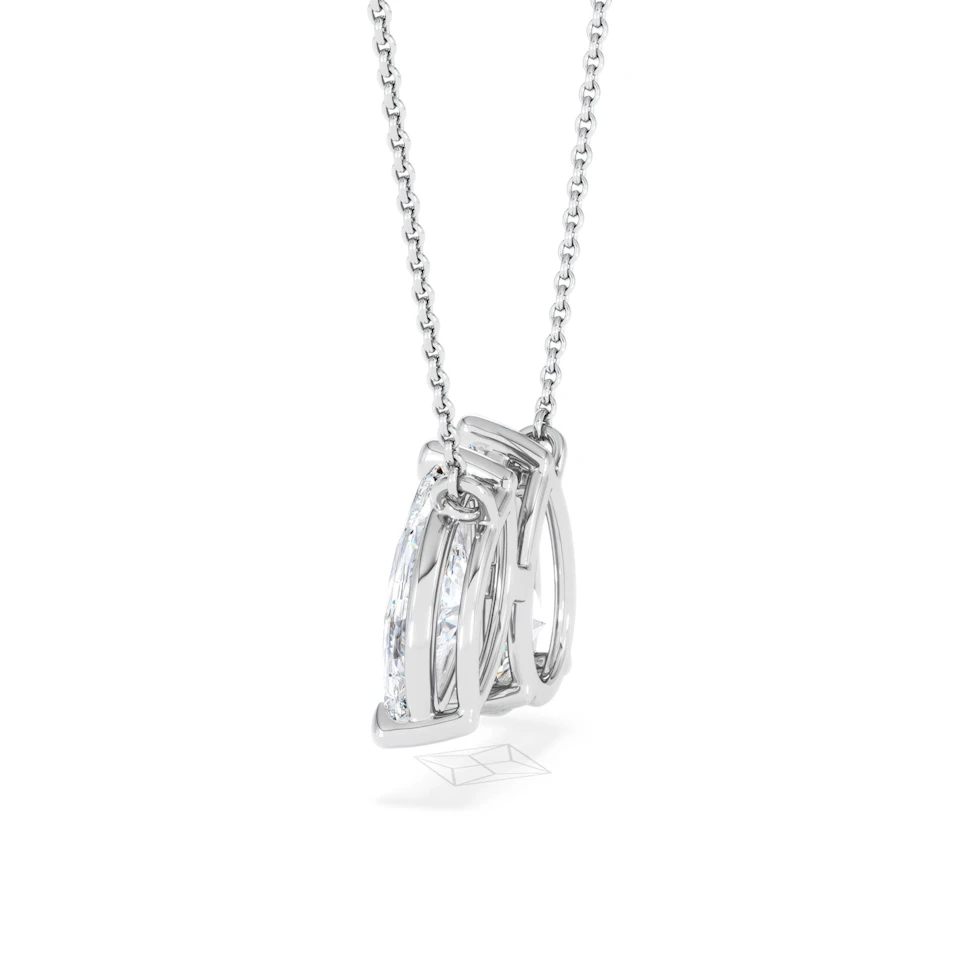 Toi Et Moi 3.00ct Pear and Marquise Cut Lab Diamond 2 Stone Necklace in 18k White Gold