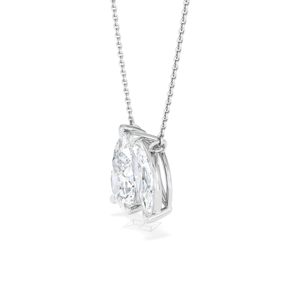 Toi Et Moi 3.00ct Pear and Marquise Cut Lab Diamond 2 Stone Necklace in 18k White Gold