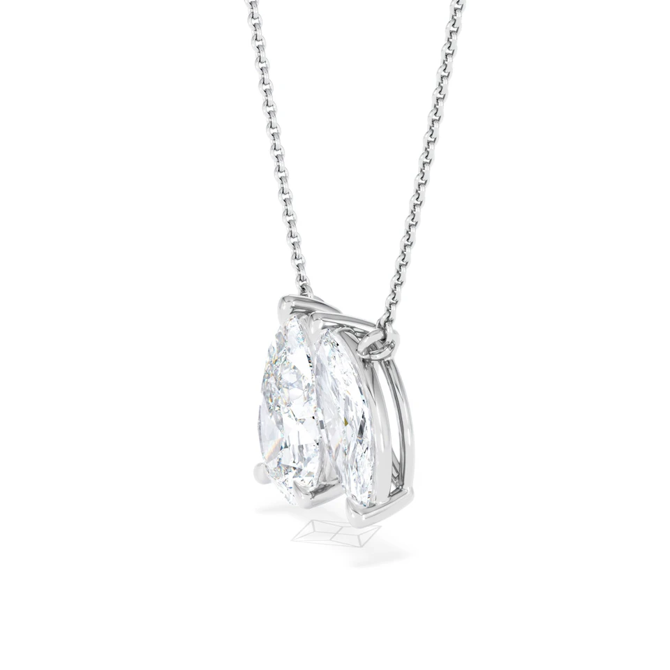 Toi Et Moi 3.00ct Pear and Marquise Cut Lab Diamond 2 Stone Necklace in 18k White Gold