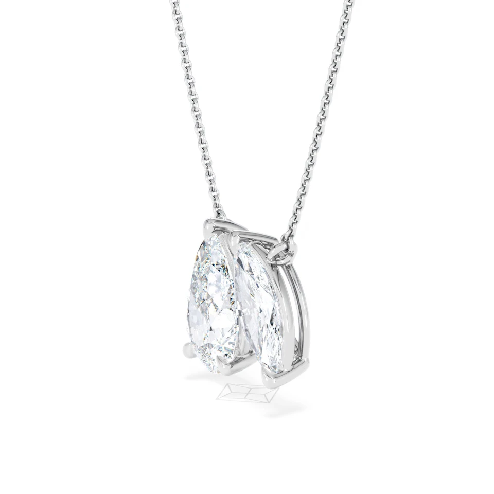 Toi Et Moi 3.00ct Pear and Marquise Cut Lab Diamond 2 Stone Necklace in 18k White Gold