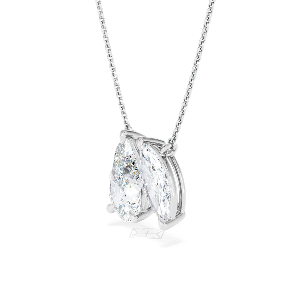Toi Et Moi 3.00ct Pear and Marquise Cut Lab Diamond 2 Stone Necklace in 18k White Gold