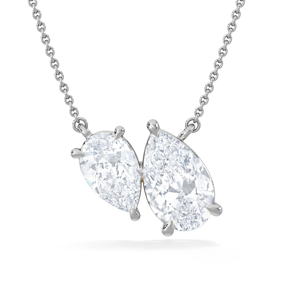 Toi Et Moi 3.00ct Pear Cut Lab Diamond 2 Stone Necklace in 18K White Gold