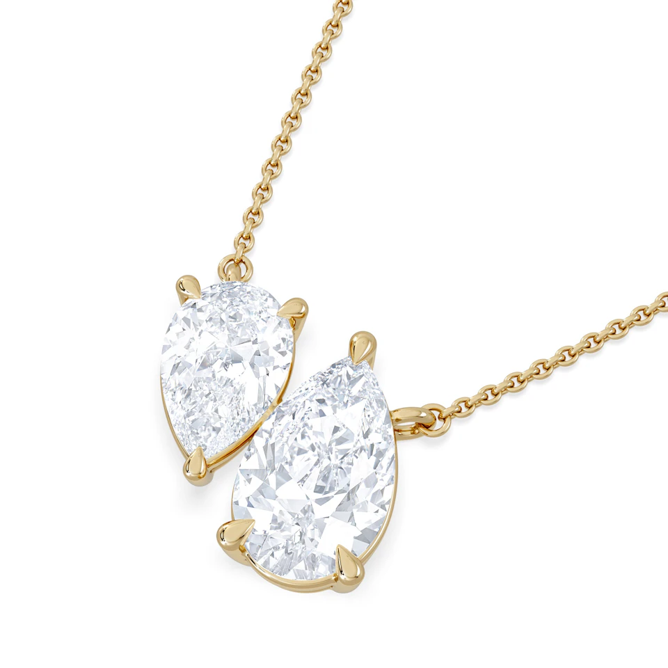 Toi Et Moi 3.00ct Pear Cut Lab Diamond 2 Stone Necklace in 18K Yellow Gold