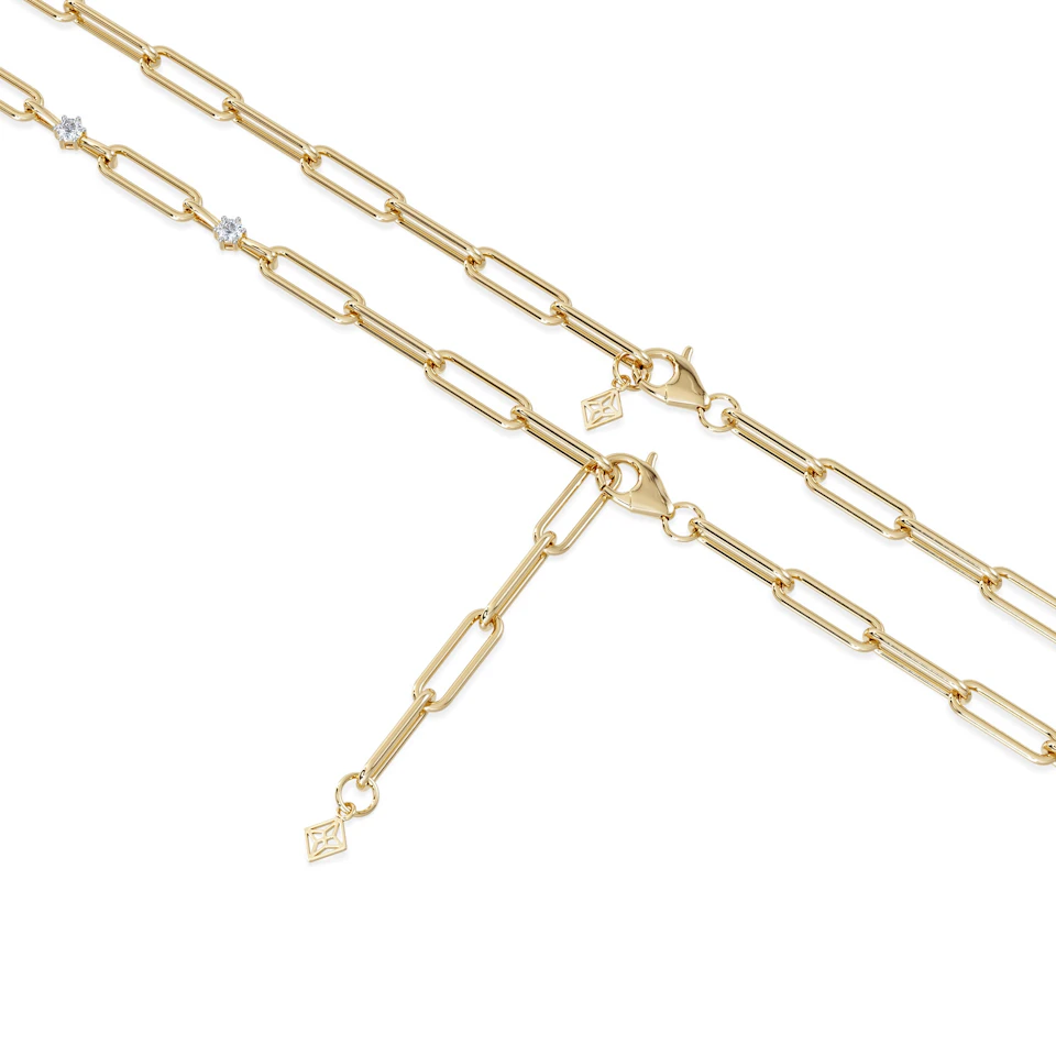 Paperclip 1.50ct Lab Diamond Link Necklace in 18K Yellow Gold