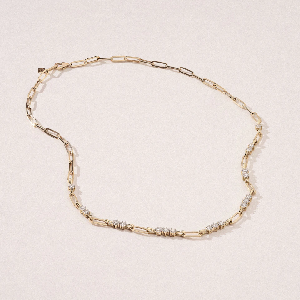 Paperclip 1.50ct Lab Diamond Link Necklace in 18K Yellow Gold