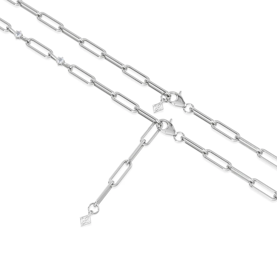 Paperclip 1.50ct Lab Diamond Link Necklace in 18K White Gold