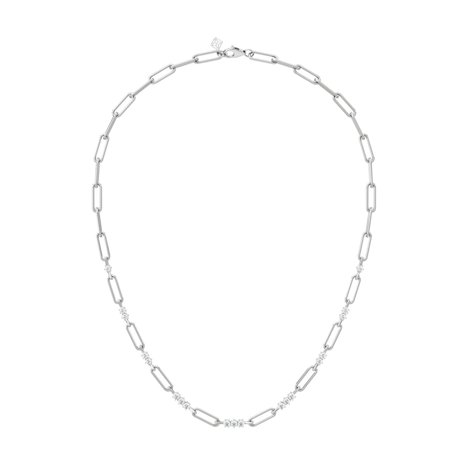Paperclip 1.50ct Lab Diamond Link Necklace in 18K White Gold