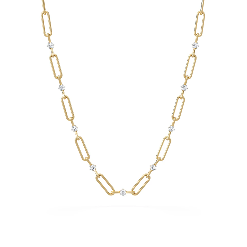 Paperclip 0.74ct Lab Diamond Link Necklace in 18K Yellow Gold