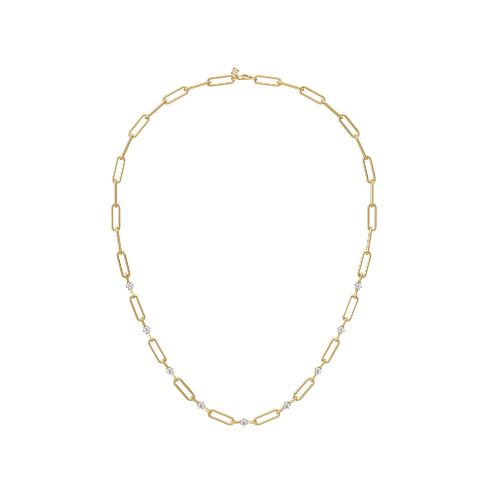 Paperclip 0.74ct Lab Diamond Link Necklace in 18K Yellow Gold