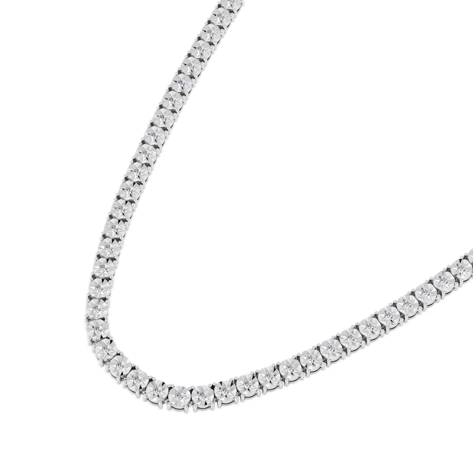 Brilliance 2.50ct Round Cut Lab Diamond Tennis Necklace in Sterling Silver