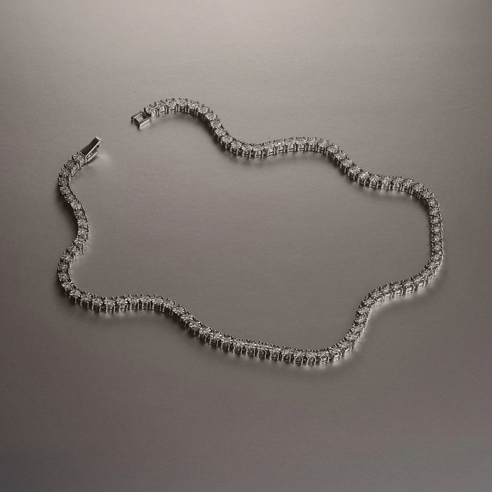 Brilliance 2.50ct Round Cut Lab Diamond Tennis Necklace in Sterling Silver