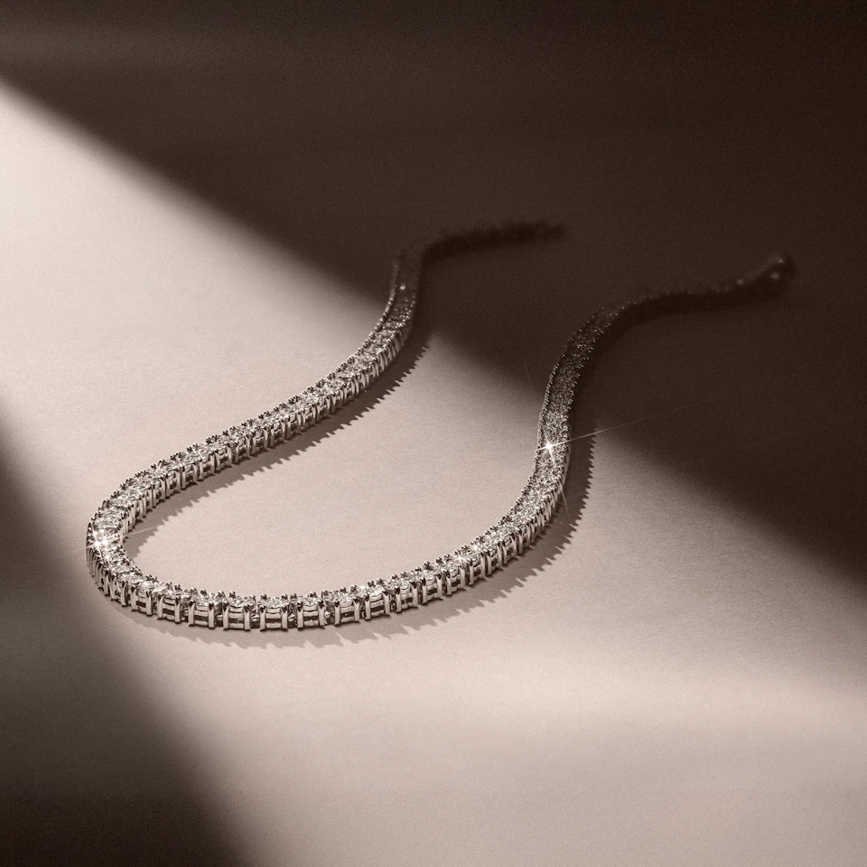 Brilliance 2.50ct Round Cut Lab Diamond Tennis Necklace in Sterling Silver