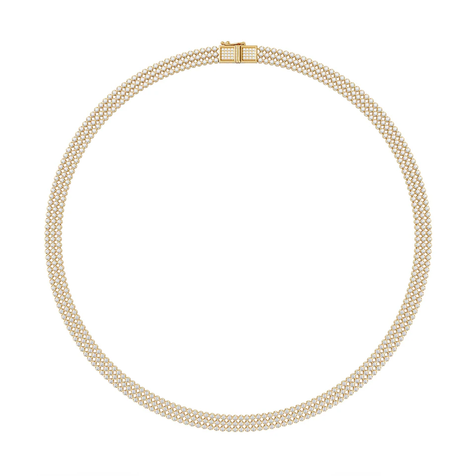 Soirée 7.25ct Round Cut Lab Diamond Choker Necklace in 18K Yellow Gold