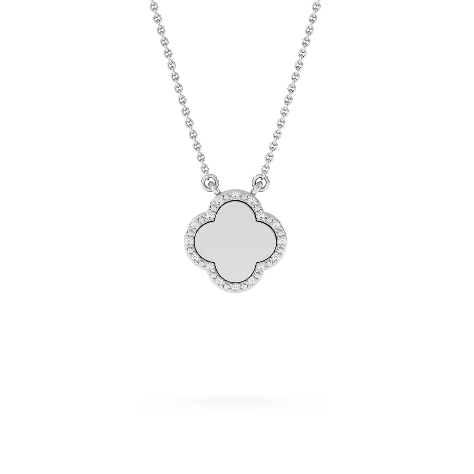 Florence 0.06ct Lab Diamond Halo Necklace in Sterling Silver