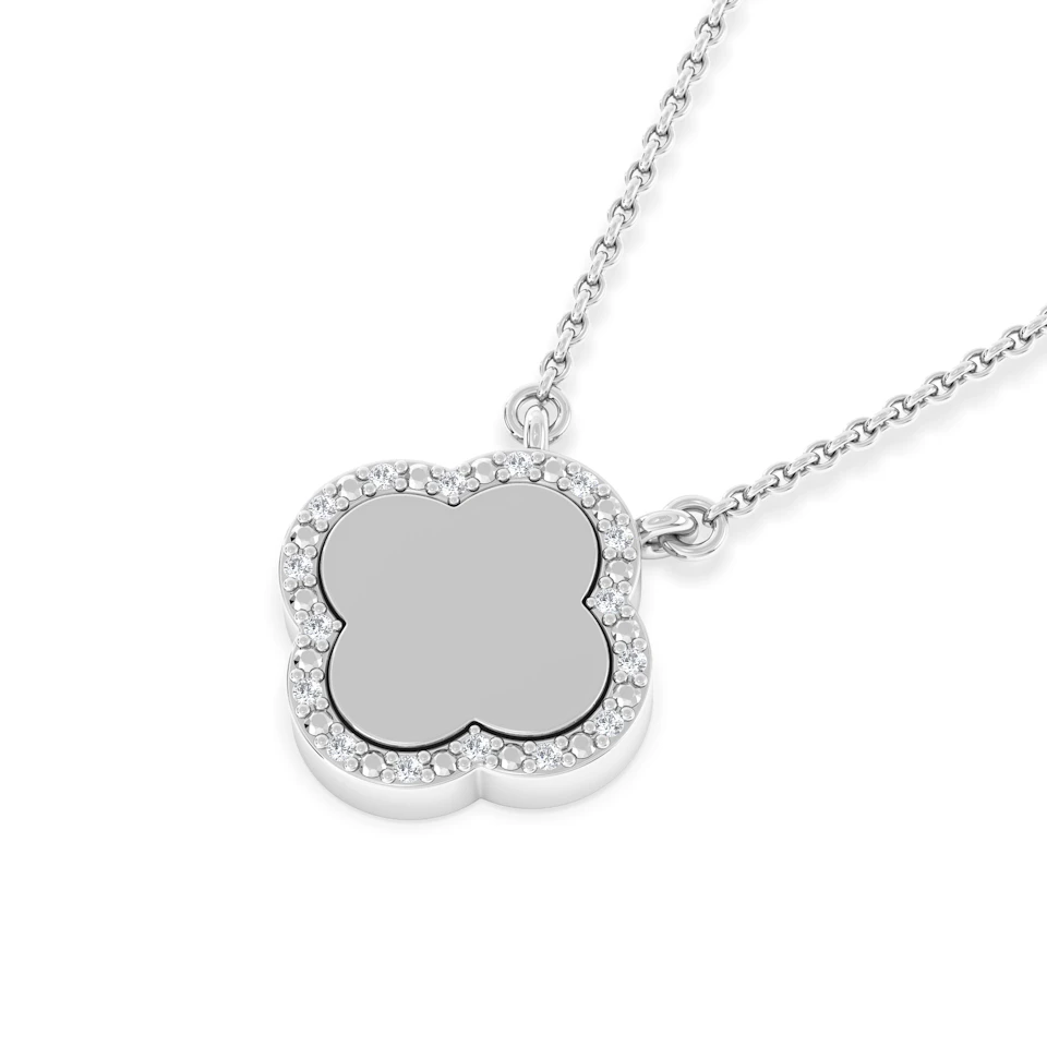 Florence 0.06ct Lab Diamond Halo Necklace in Sterling Silver