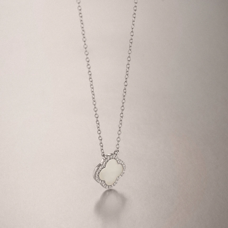 Florence 0.06ct Lab Diamond Halo Necklace in Sterling Silver