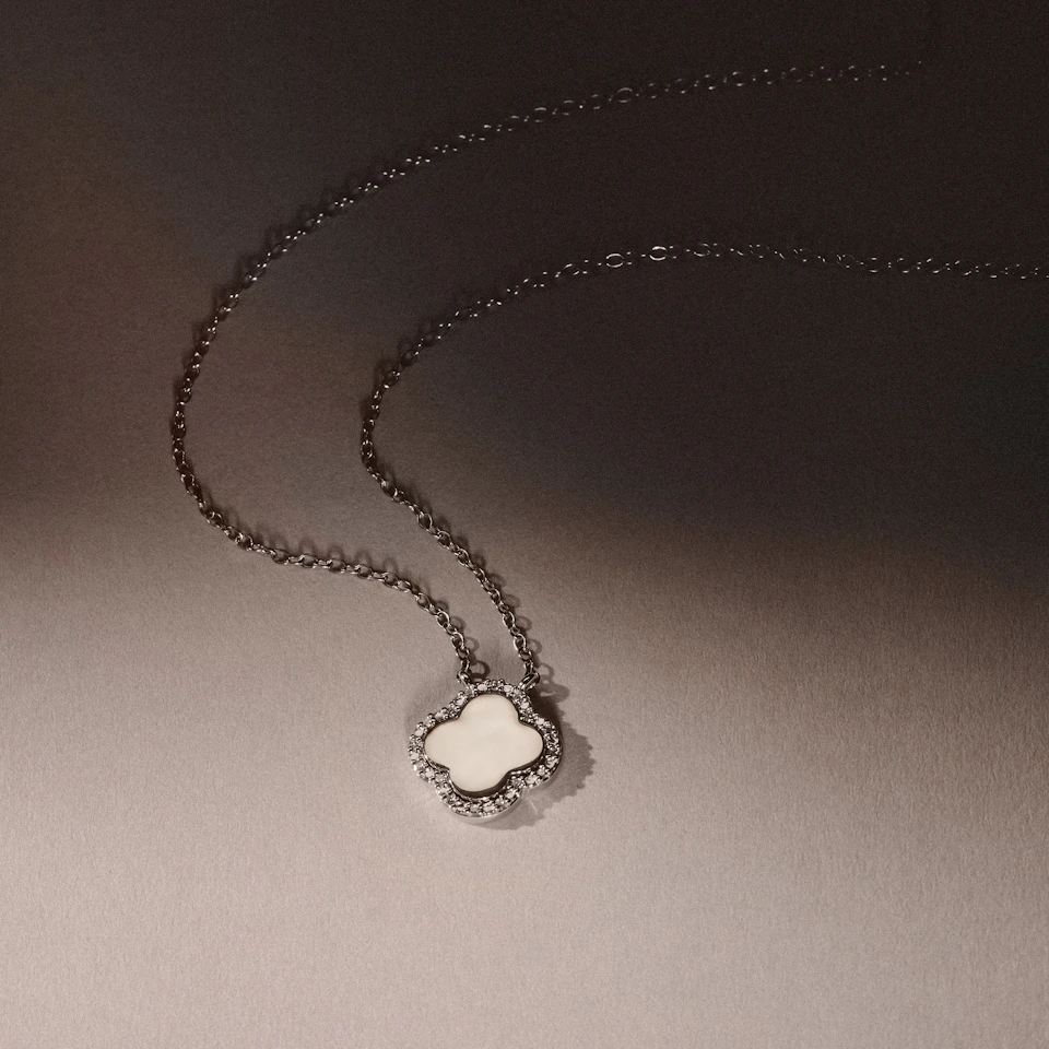 Florence 0.06ct Lab Diamond Halo Necklace in Sterling Silver