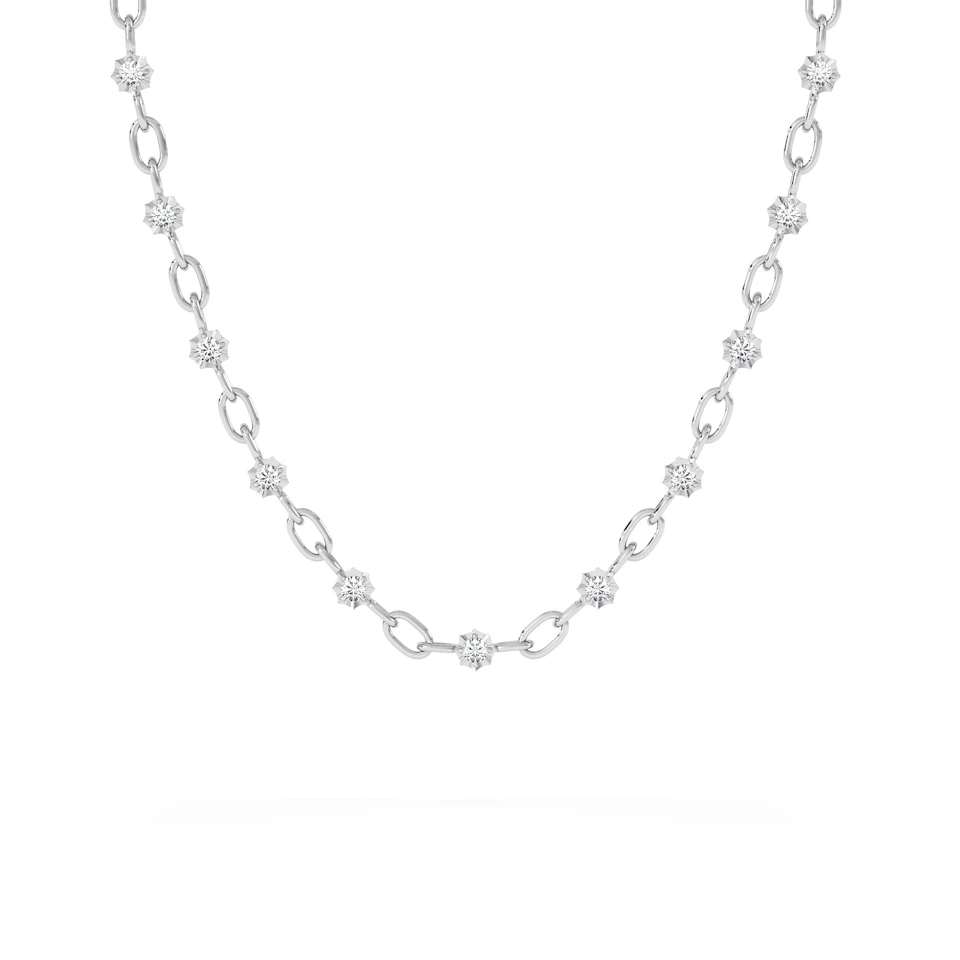 Bound Lab Diamond Link Necklace 0.87ct Round Cut in Sterling Silver