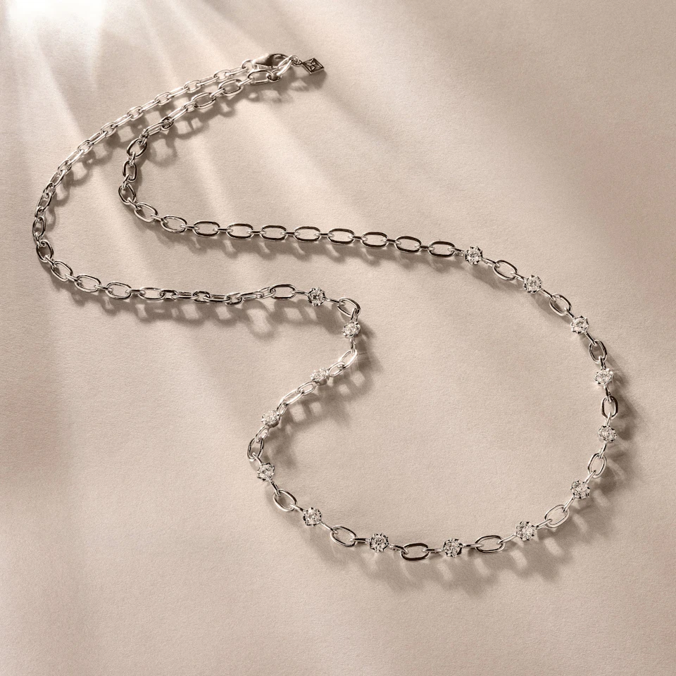 Bound Lab Diamond Link Necklace 0.87ct Round Cut in Sterling Silver