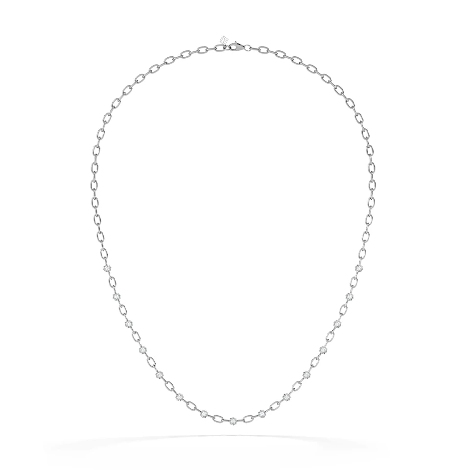 Bound Lab Diamond Link Necklace 0.87ct Round Cut in Sterling Silver